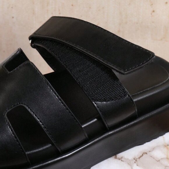 Black Punk Women's Wedge Heel Platform Sandals - Picture 3 of 5